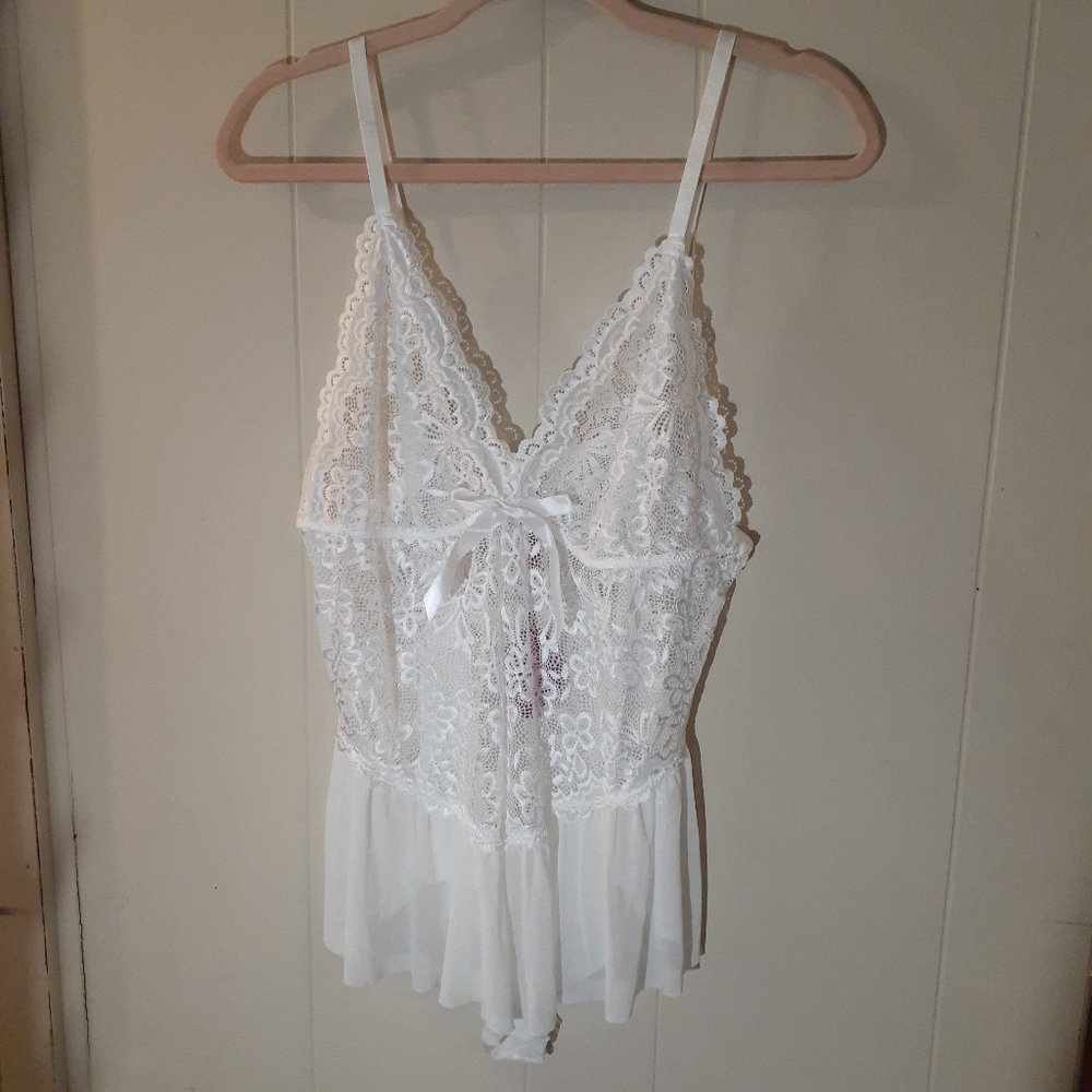 NWT Avidlove White Lace Lingerie Bodysuit Coquette Girl Soft Glam